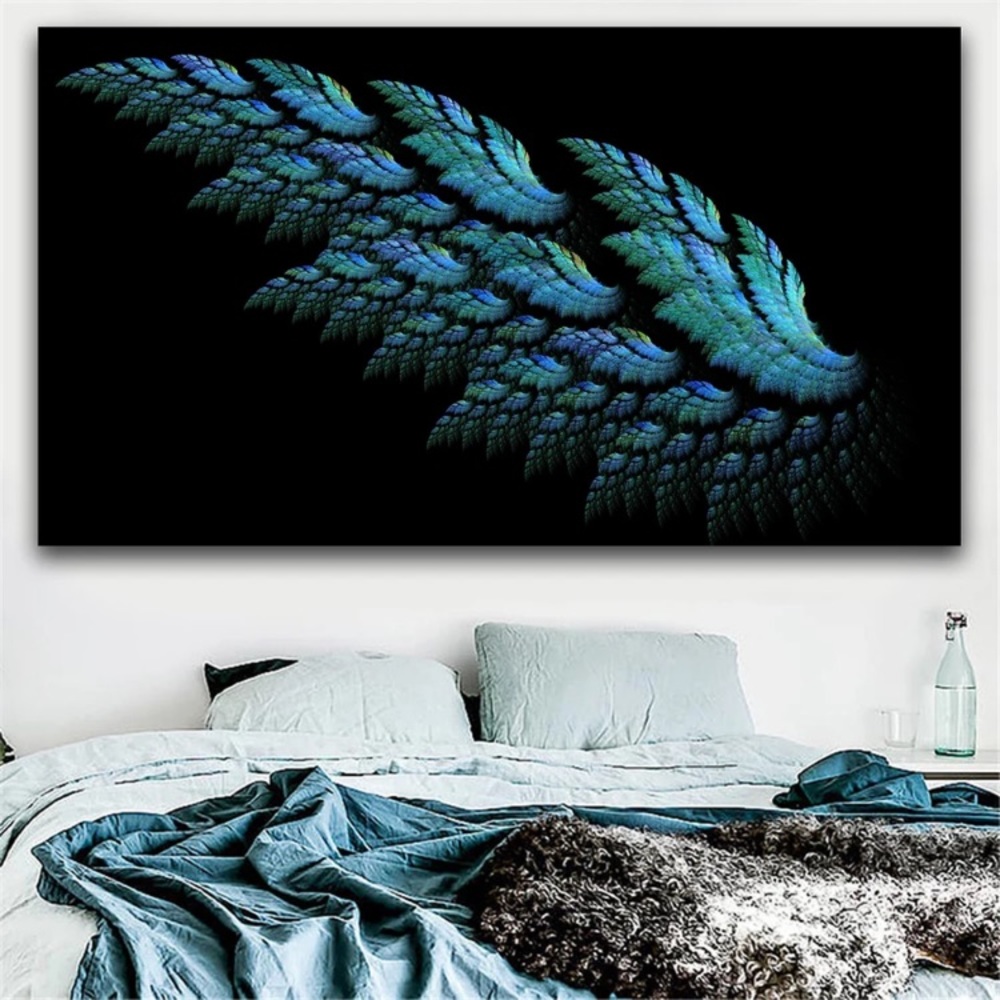 Blue and Green Ombré Angel Wing Canvas